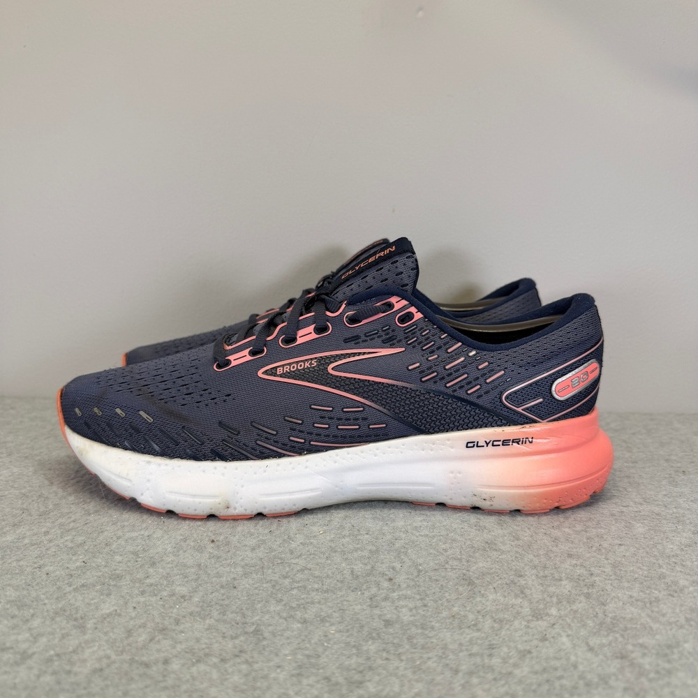 Brooks Glycerin 20 Womens Shoes Size 12 Navy & Pink Running Sneakers 1203691B088